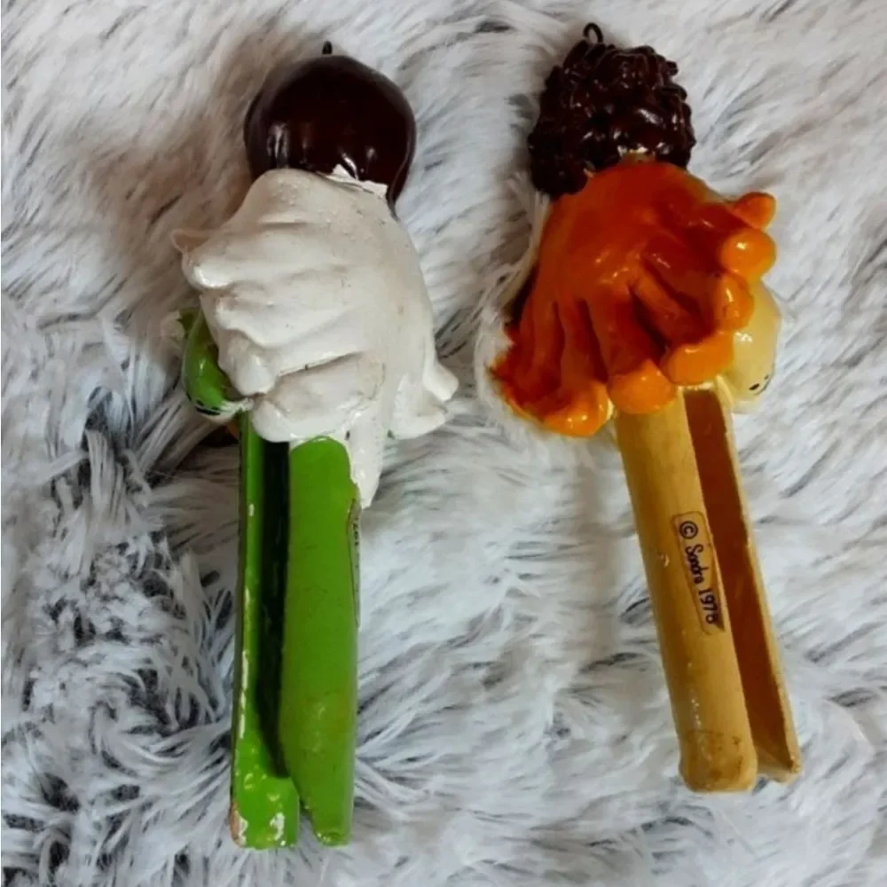 Vintage Tree Ornaments Set‎ of Two Clothespin Angels Handcrafted 1975